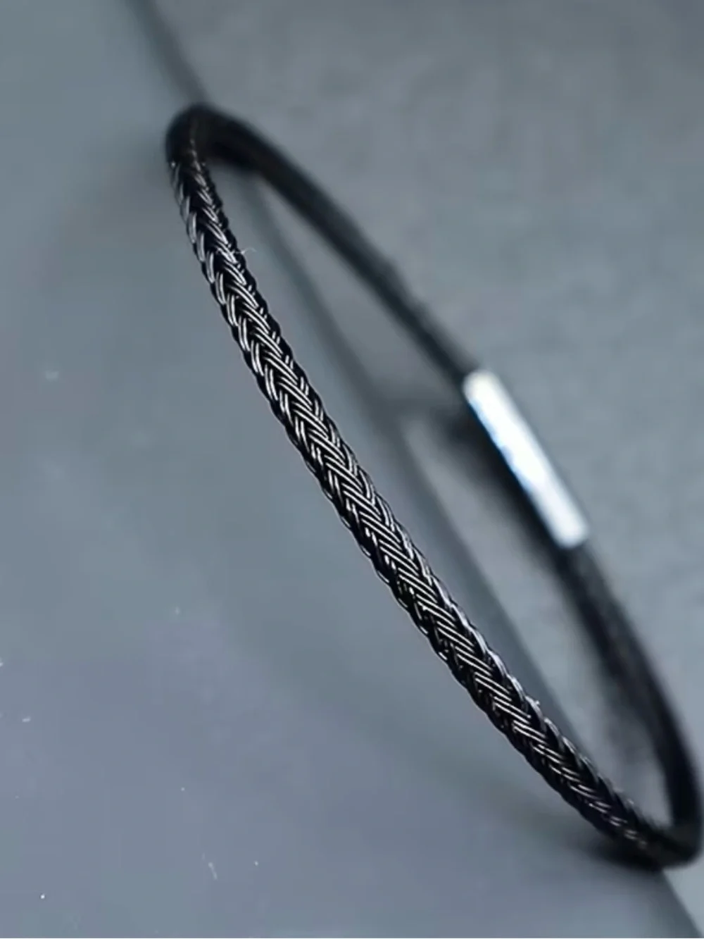 Men's Black 3mm Waterproof 201 Stainless Wire Braided Bracelet Unisex